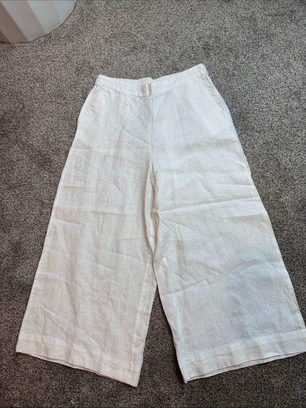 Chico's Cream Elastic-Waist Linen Pants